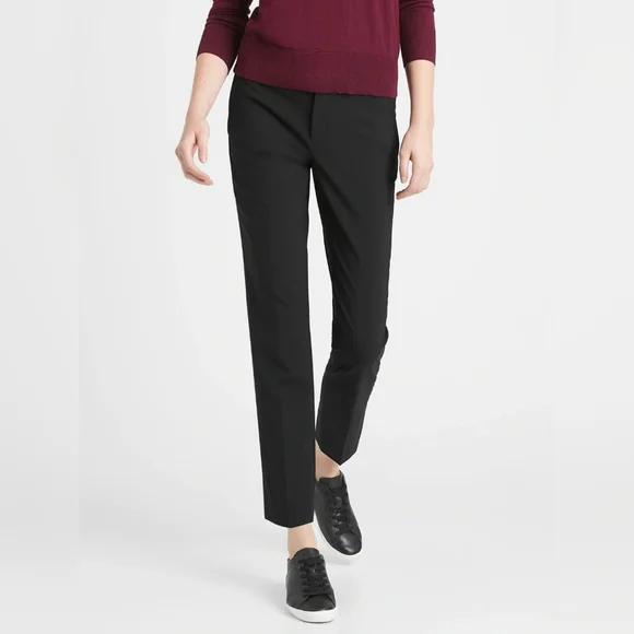 Banana Republic Ryan Slim Straight Fit Washable Wool Blend Pants Black  8 Short - Picture 14 of 14